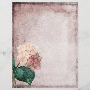 Papier Parchemin Floral Vintage rose pâle