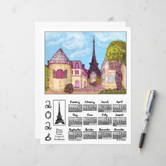 Papier Paris Eiffel Tower Landscape 2026 Calendar Paper
