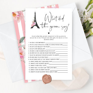 Papier Paris rose noir Qu'est-ce que le marié a dit jeu