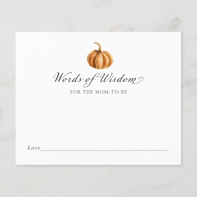 Papier Paroles de sagesse de citrouille pour la future ma (Devant)