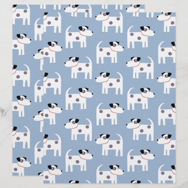 Papier Parson Jack Russell Terrier Chien Motif bleu (Devant / Derrière)