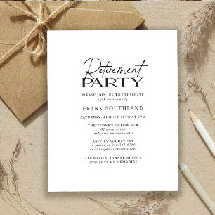 Papier Parti de retraite minimaliste noir blanc