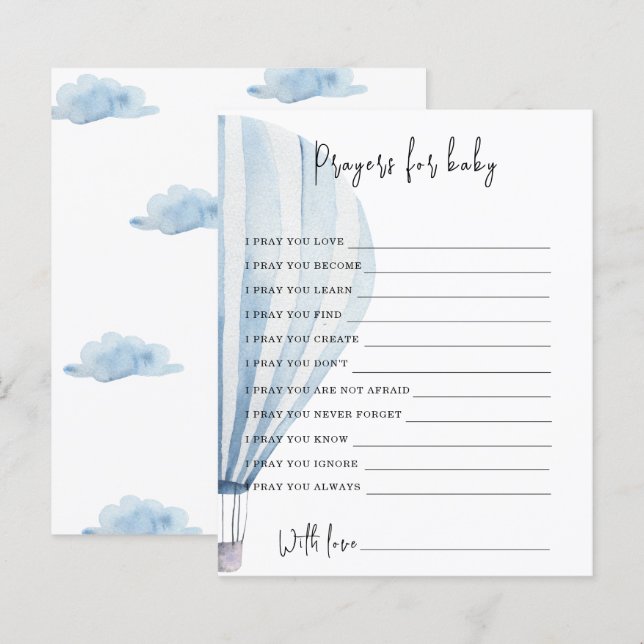 Papier Partie de ballon à air chaud | prières pour bébé (Devant / Derrière)