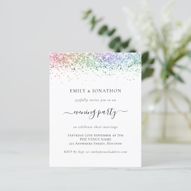 Papier Parties scintillant arc-en-ciel budget Faire-part  (Debout devant)