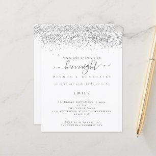 Papier Parties scintillant argent budget Hen Night Invita