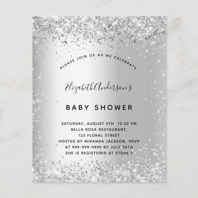 Papier parties scintillant baby shower argent (Devant)