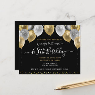 Papier Parties scintillant Ballons 65e anniversaire Invit