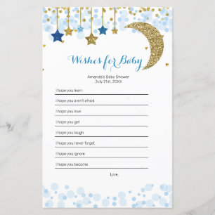 Papier Parties scintillant bleu lune Aquarelle Voeux pour