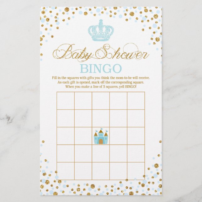Papier Parties scintillant Bleu Royal Couronne Prince Bab (Devant)
