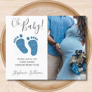 Papier Parties scintillant bleue budget Pieds Baby shower