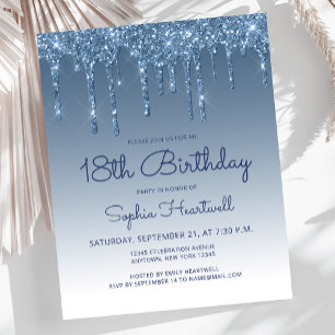 Papier Parties scintillant Budget Drip Blue 18th Birthday