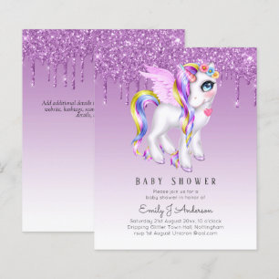 Papier PARTIES SCINTILLANT BUDGET Invitation Unicorn Baby