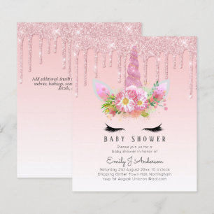 Papier PARTIES SCINTILLANT BUDGET Invitation Unicorn Baby