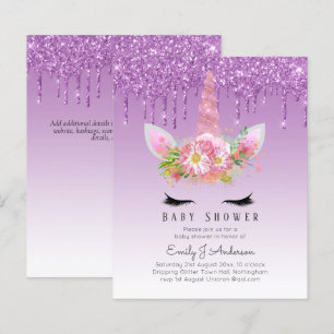 Papier PARTIES SCINTILLANT BUDGET Invitation Unicorn Baby