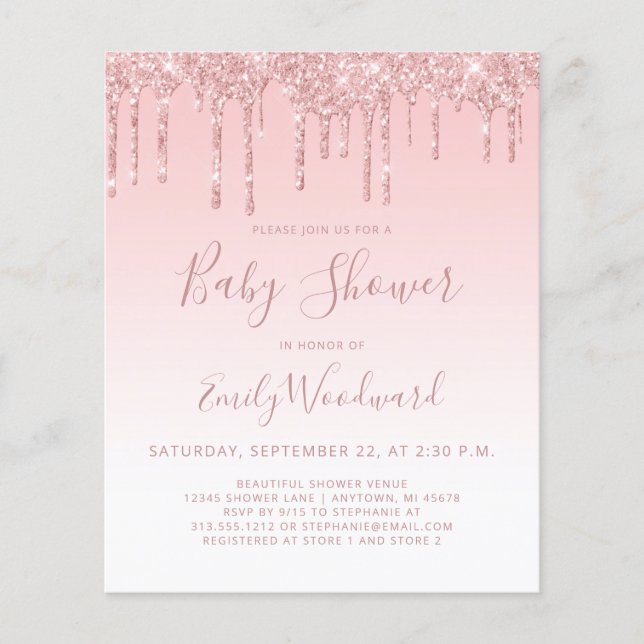 Papier Parties scintillant budgétaire Invitation Baby sho (Devant)