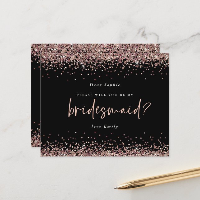 Papier Parties scintillant budgétaire Rose Gold Bridesmai (Devant/Arrière en situation)