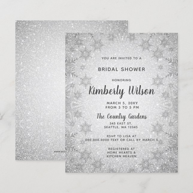 Papier Parties scintillant budgétaire Snowflakes Invitati (Devant / Derrière)