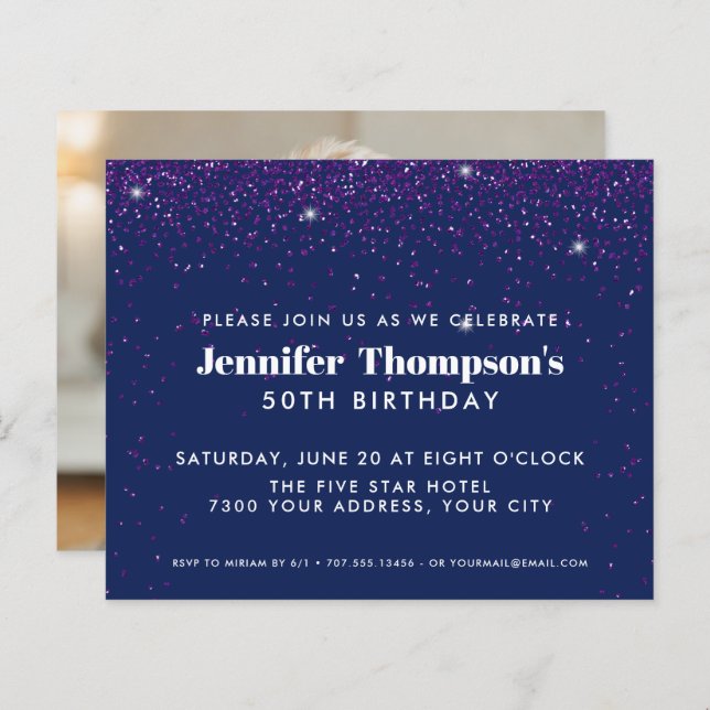 Papier Parties scintillant Confetti violet bleu 50e anniv (Devant / Derrière)