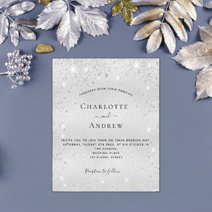 Papier Parties scintillant d'argent faire-part de mariage