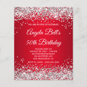 Papier Parties scintillant d'argent Rouge Ombre 50e anniv