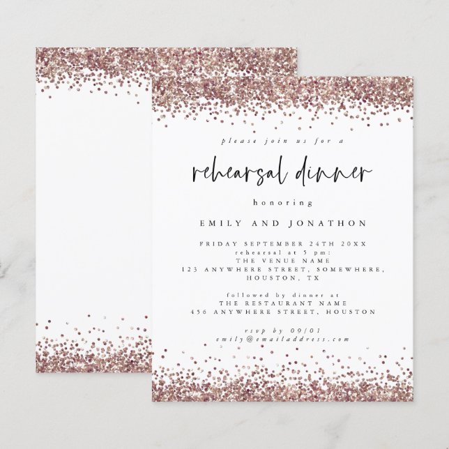 Papier Parties scintillant de Rose budget Répétition blan (Devant / Derrière)