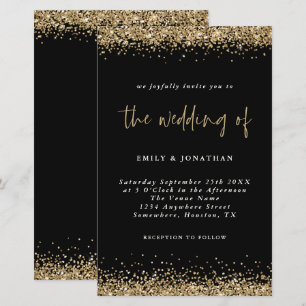 Papier Parties scintillant d'or budget Mariage Invitation