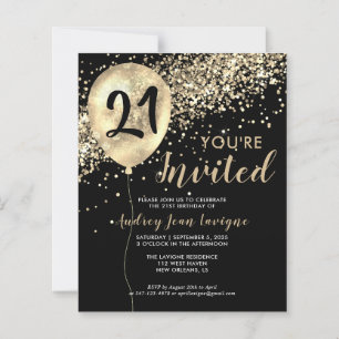 Papier Parties scintillant d'or budget noir 21e anniversa
