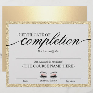 Papier Parties scintillant d'or Certificat d'achèvement