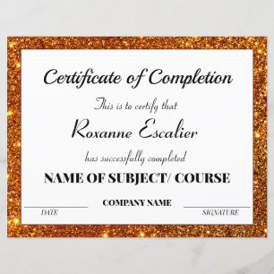 Papier Parties scintillant D'Or Imprimer Certificat D'Ach