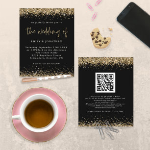 Papier Parties scintillant d'or noir budget QR Code Maria