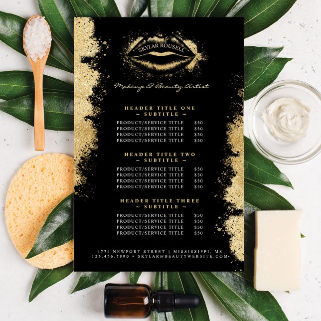 Papier Parties scintillant d'or noir Lièvres Maquillage A (Créateur téléchargé)