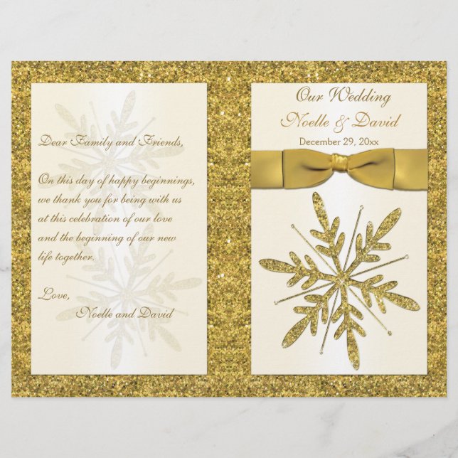 Papier Parties scintillant ivoire et or Snowflakes Progra (Devant)