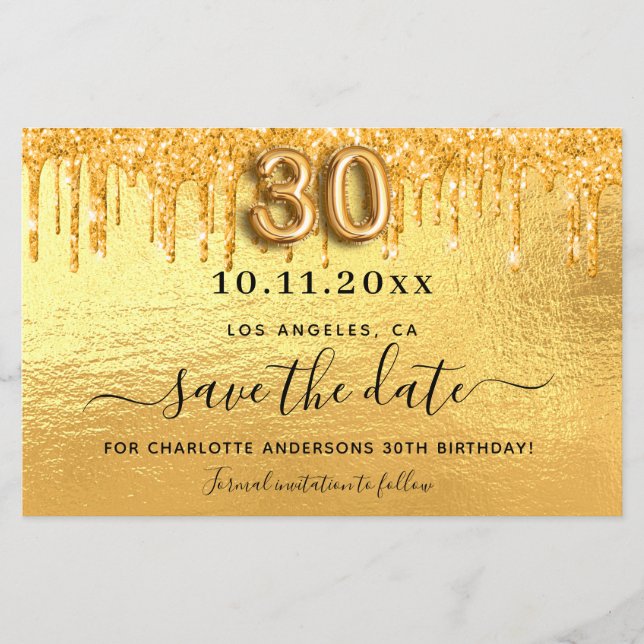 Papier parties scintillant or 30e anniversaire enregistre (Devant)
