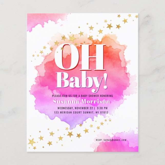 Papier Parties scintillant or rose étoiles Baby shower In (Devant)