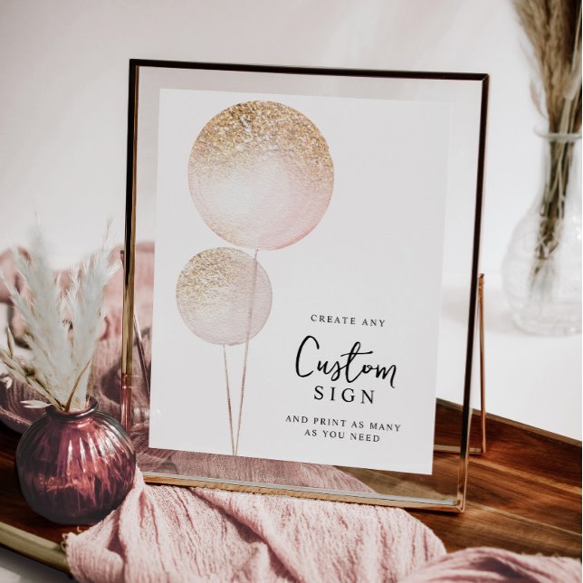 Papier Parties scintillant rose Ballons fille 1er anniver (Minimal First Birthday)