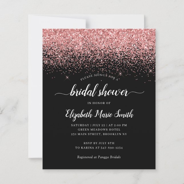 Papier Parties scintillant rose chaud Black Bridal Showbw (Devant)