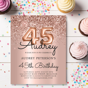 Papier Parties scintillant rose d'or Budget 45e Invitatio