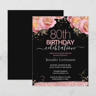 Papier Parties scintillant rose Floral 80e anniversaire I