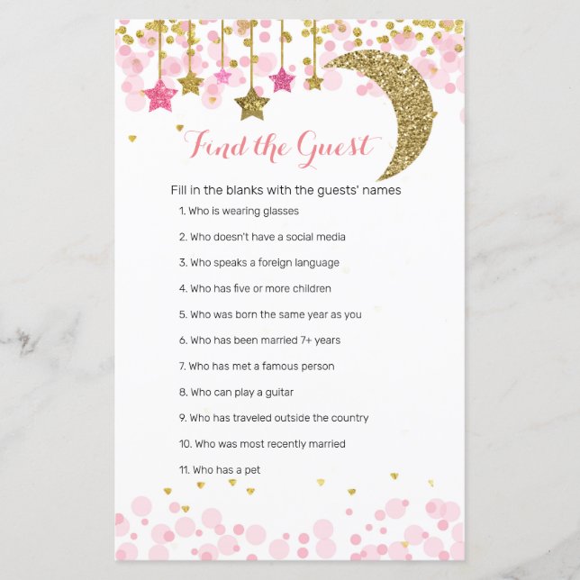Papier Parties scintillant rose lune Aquarelle Trouver le (Devant)