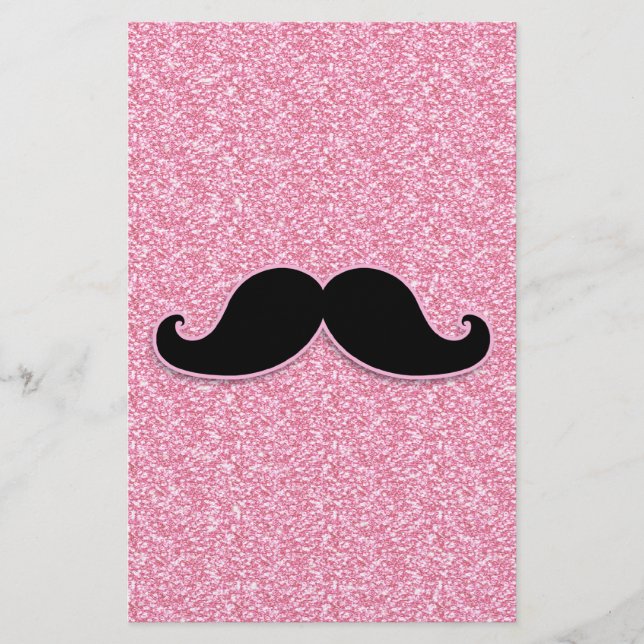 Papier Parties scintillant ROSE MUSTACHE NOIRE IMPRIMÉE (Devant)