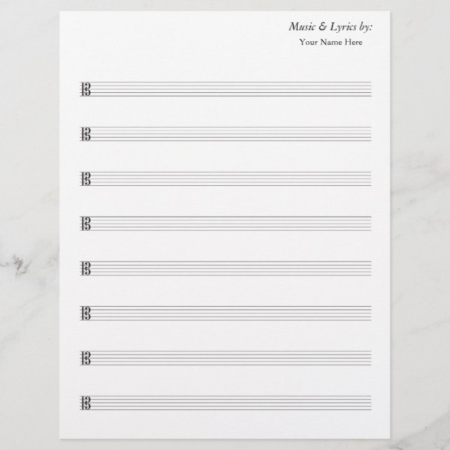 Papier Partition vierge 8 Stave Alto (Devant)