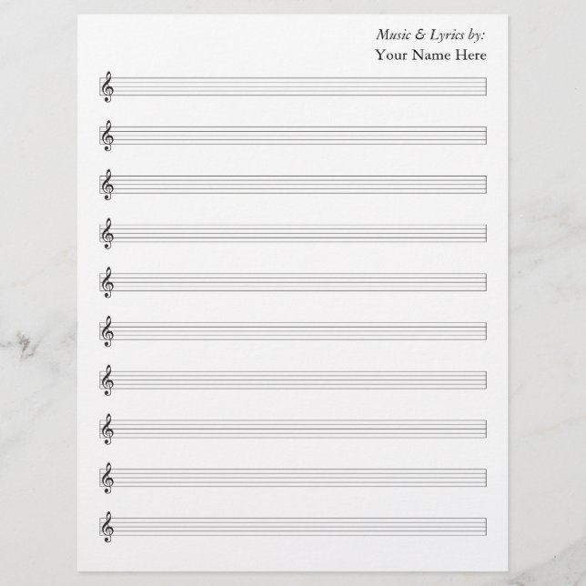 Papier Partition vierge Treble 10 staves (Devant)