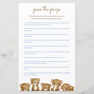 Papier Passez le Baby shower du Prix Jeu - Ours