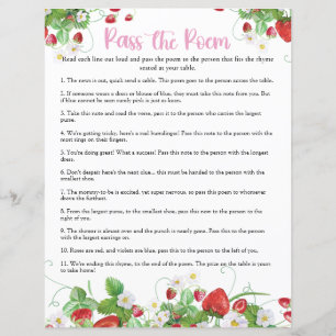 Papier Passez le poème Baby shower sucré aux fraises Be