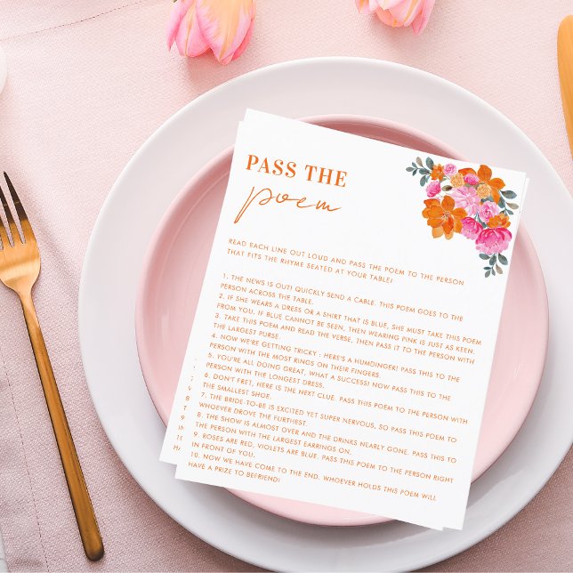 Papier Passez le poème rose Fête des mariées florale (Créateur téléchargé)