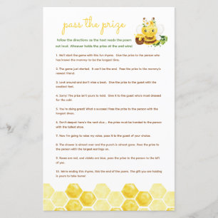 Papier Passez le prix jeu de baby shower - miel d'abeille