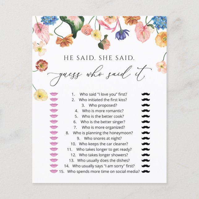 Papier Pastel Blush Floral Fête des mariées Jeu (Devant)