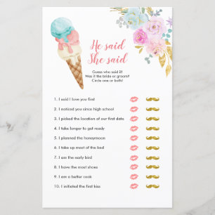 Papier Pastel Crème glacée Floral Il a dit Elle a dit Gam