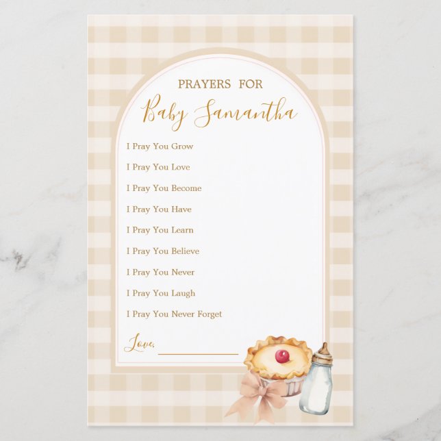 Papier Pastel Cutie Pie Fall Baby showers Prières Pour Bé (Devant)