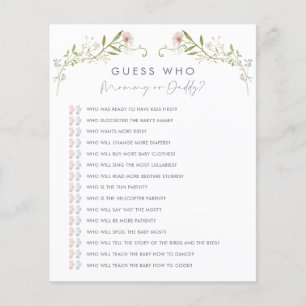 Papier Pastel Fleur sauvage Devins Qui Baby shower Jeu